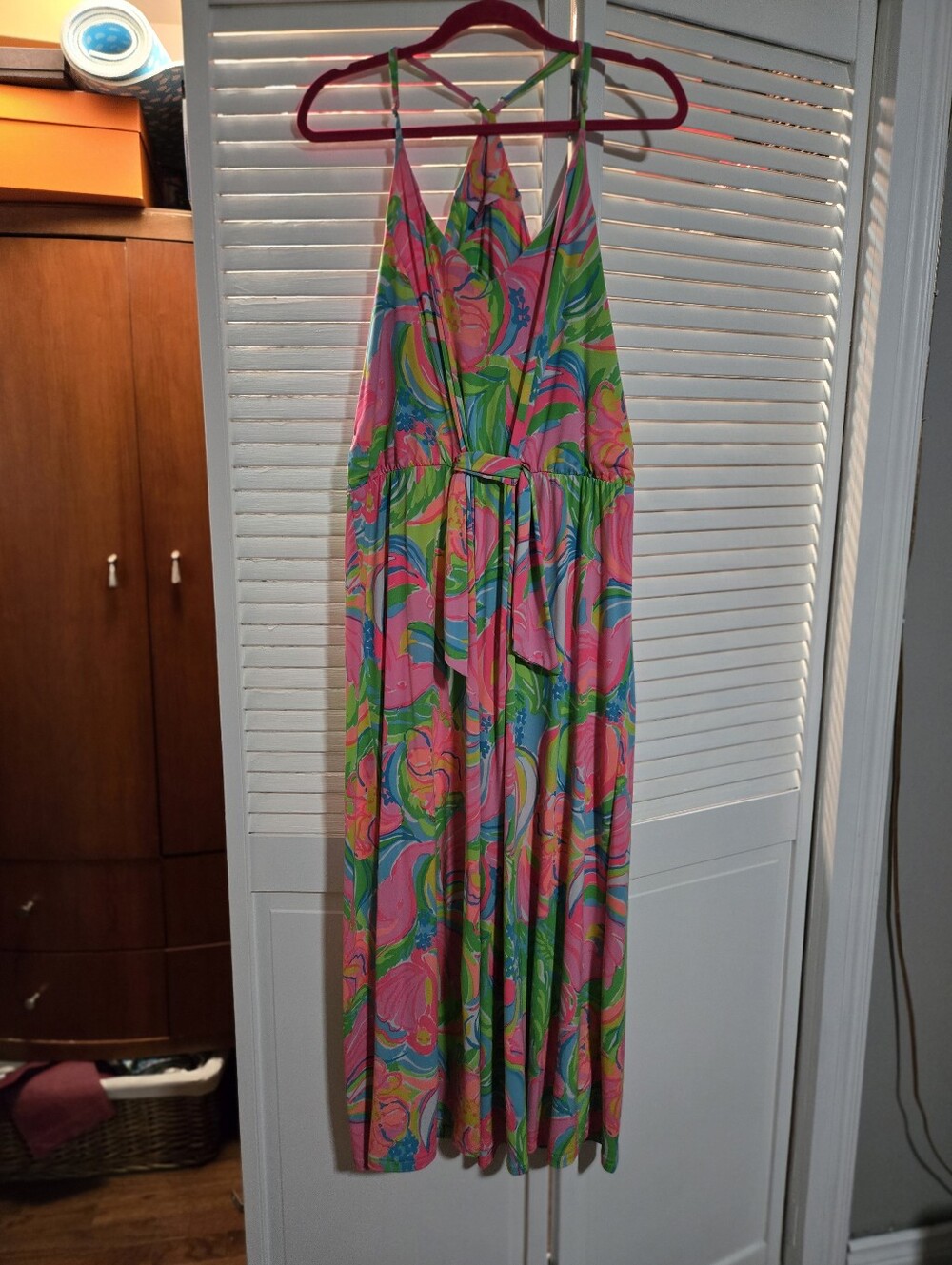 Vibrant Lily Pulitzer Pink Floral-Print Tank Dress. Size L to XL